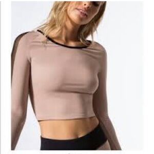 Michi Revolve Muave Black Mesh Long Sleeve Yoga Crop Top Size Medium